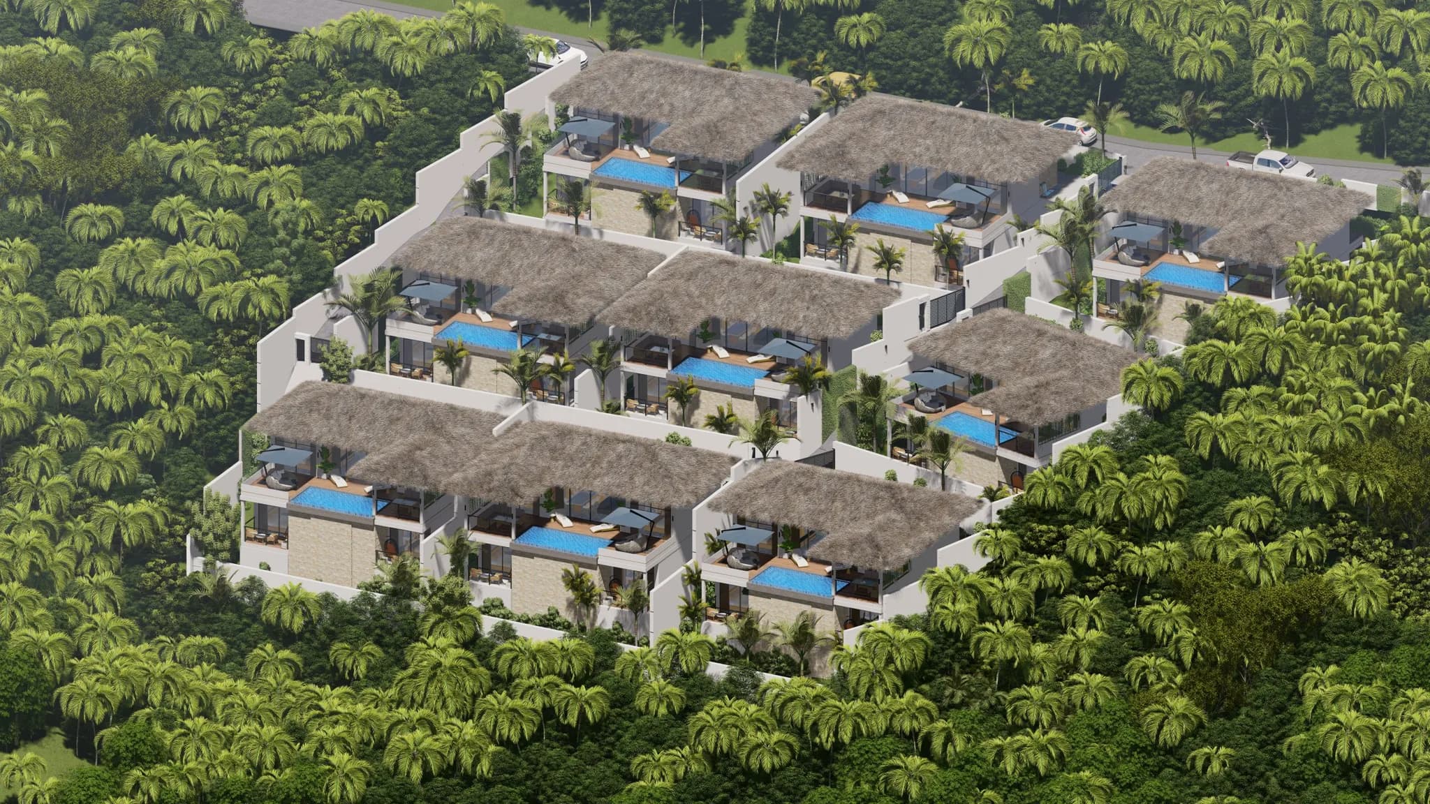 bohemian chic style 3 and 4 bedroom private pool villas with sea view in Lamai-VIL0175 — view 1