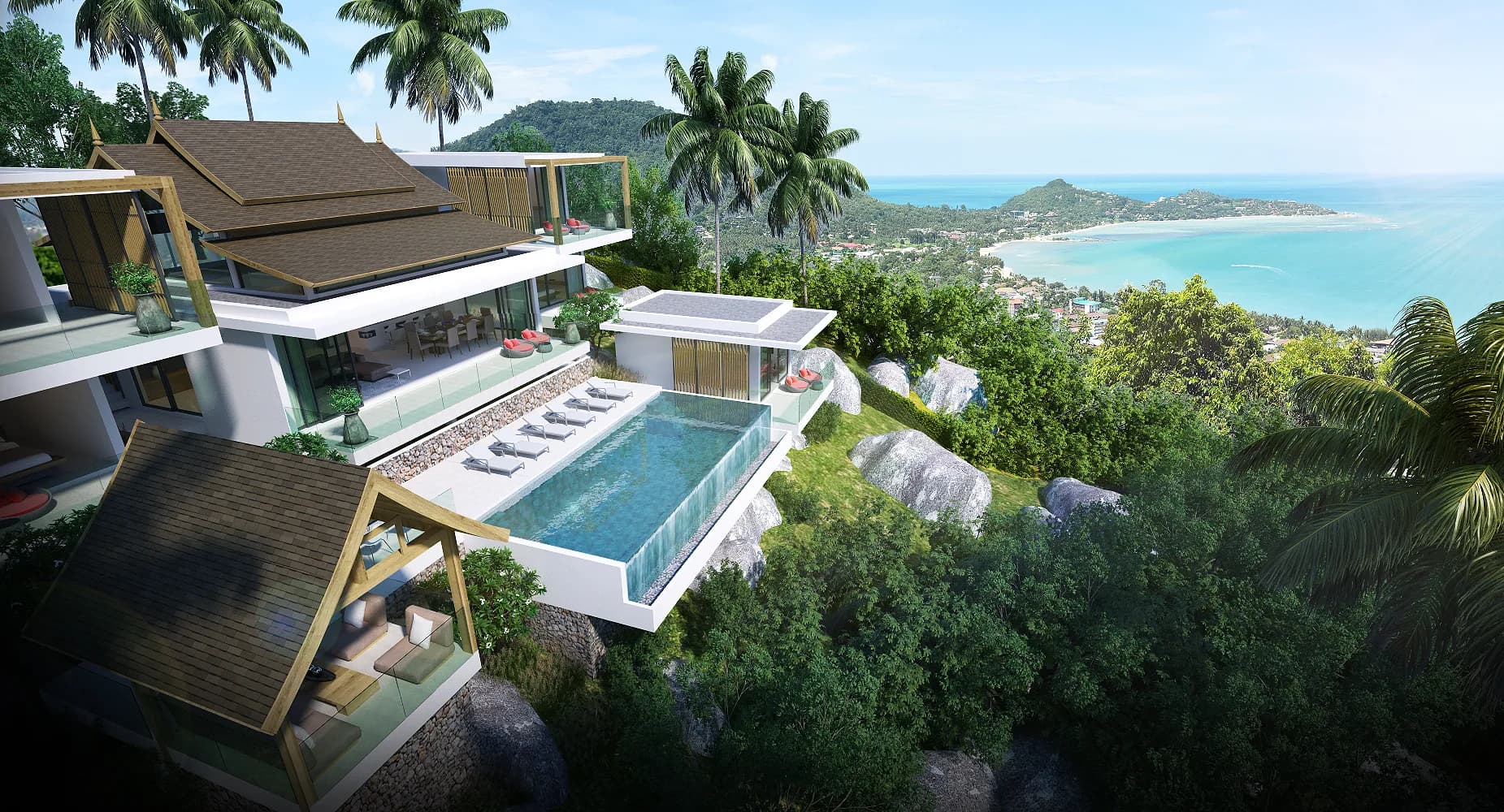 Outstanding newly built 4 bedroom villa with a wow factor 210 °panoramic view over the sea in Lamai – VIL0311 — view 1