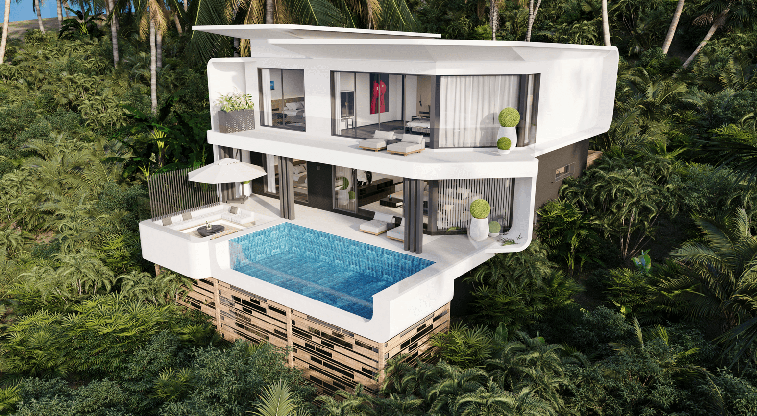 3 bedroom villas with unobstructed sea views in Chaweng Noi – VIL0476