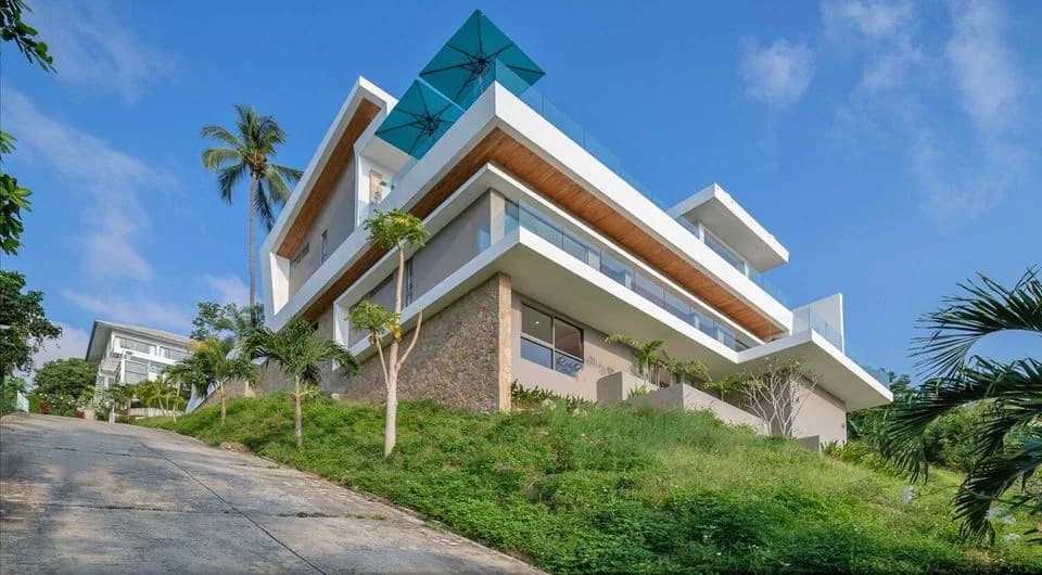 Unique exotic inspired 5 bedroom sea view villa on a beautiful hillside in Chaweng Noi-VIL0016 — view 1