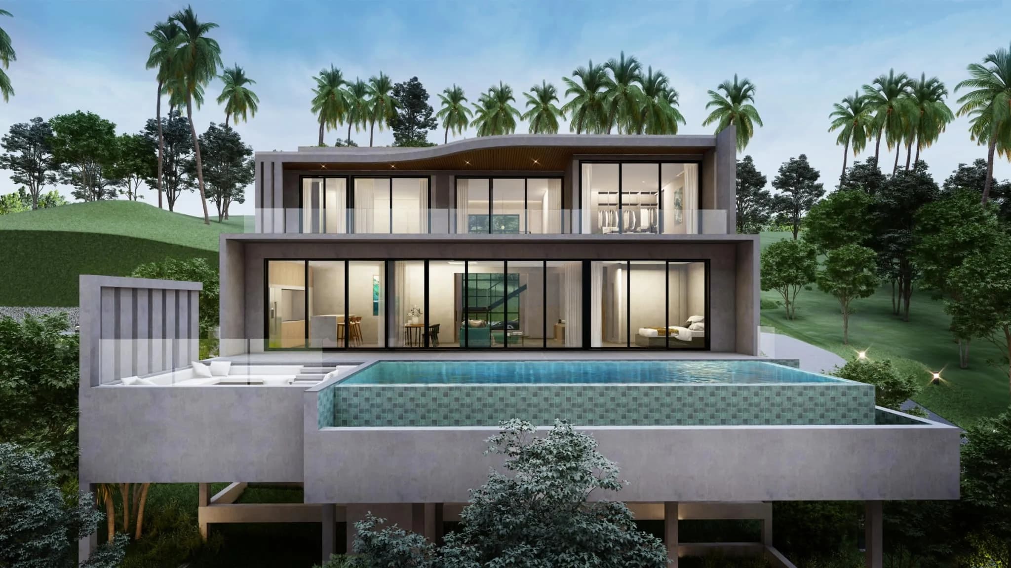 Last plot available with a 3 bedroom sea view villa with a private pool in the residence in Maenam-VIL0120 — view 1