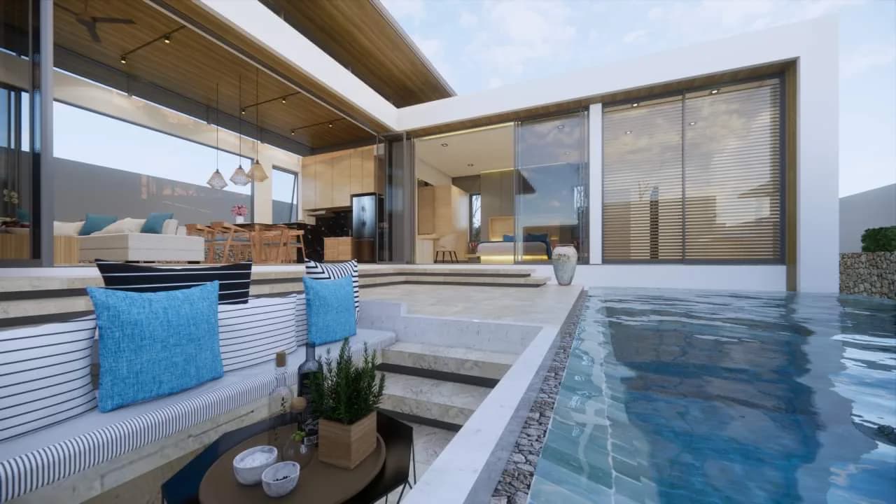 Sensational modern 2 and 3 bedroom private pool villas for sale within a boutique Maenam development-VIL0165 — view 1