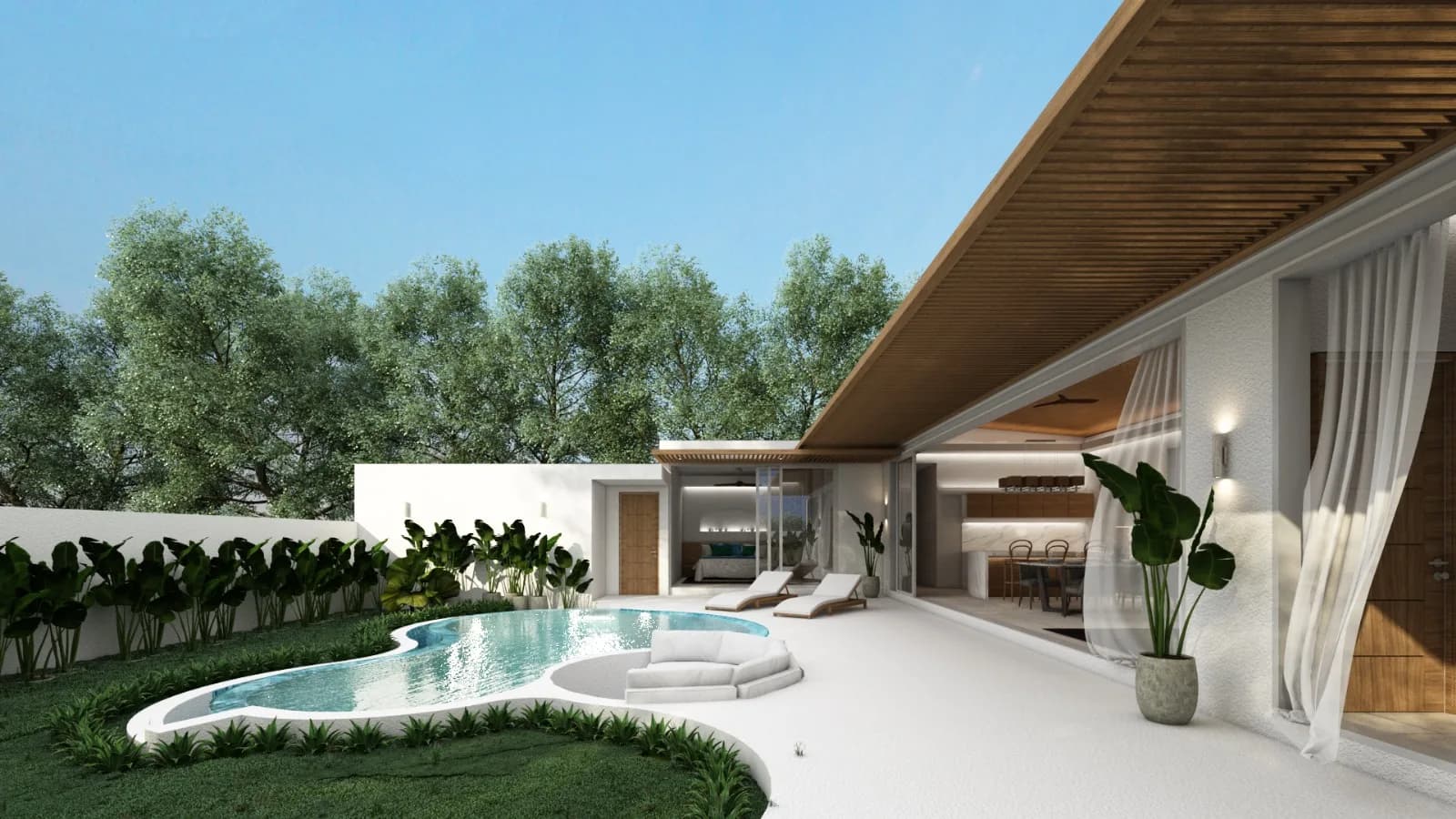 Modern Bali style 3 bedroom villas with a private pool in Maenam – VIL0238 — vue 1