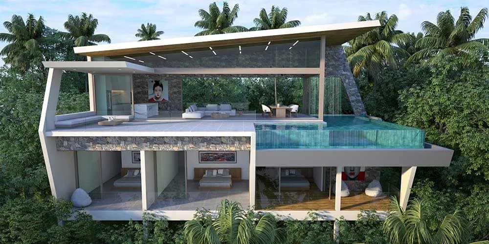 One of a kind 3 bedroom villas with stunning sea views only 200 meters from Chaweng Noi beach – VIL0312 — view 1
