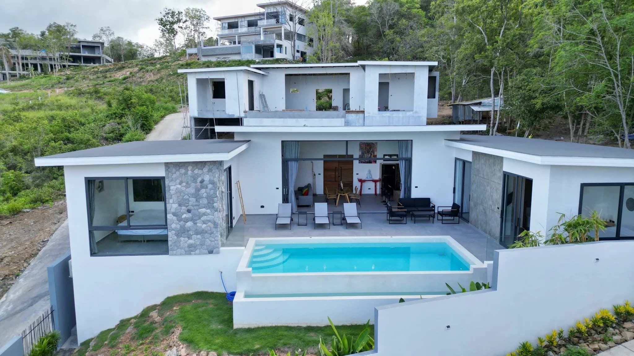 Newly built modern 3 bedroom sea view villa in Bophut hills – VIL0363 — view 1