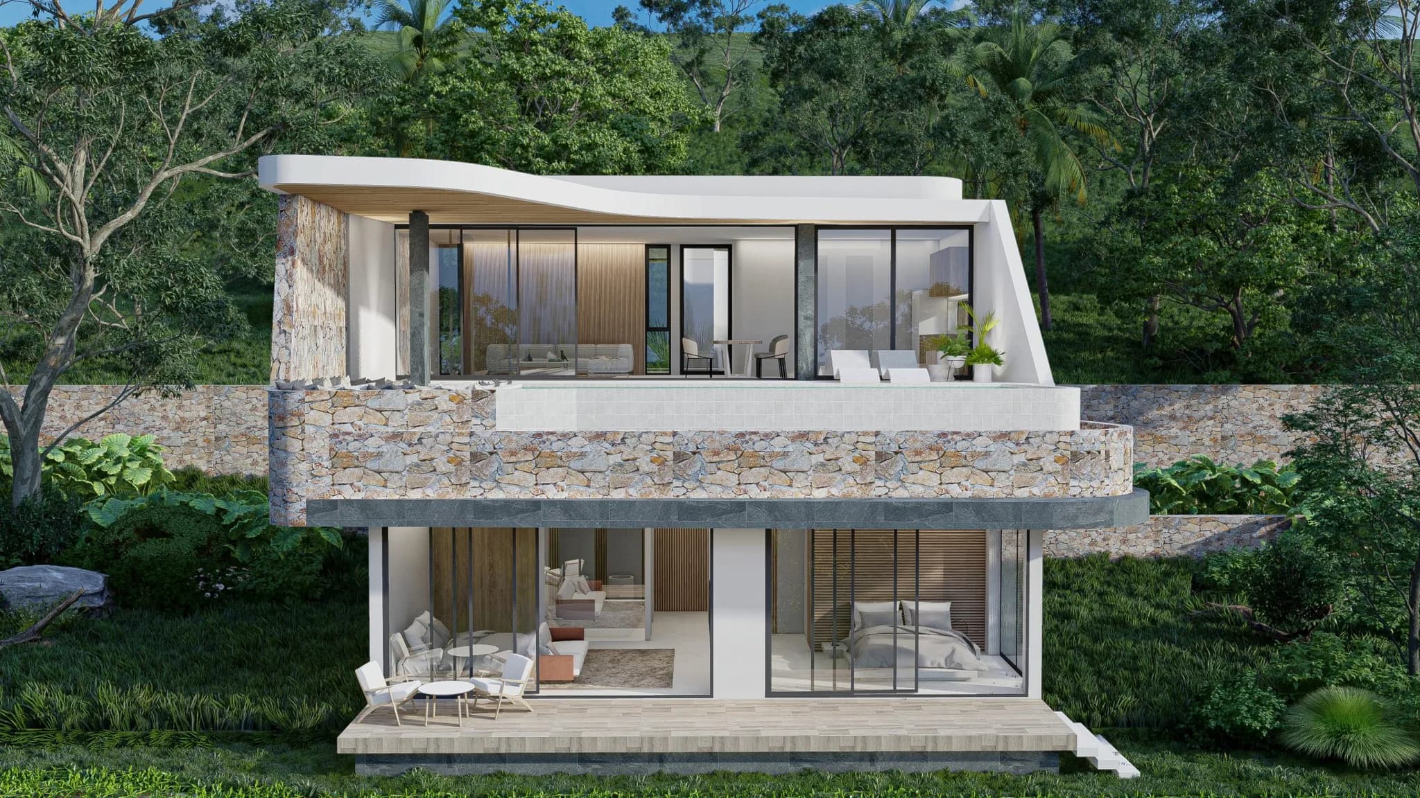 Luxury and modern 3 bedroom villa with stunning sea views in the secured residence in Maenam – VIL0457 — view 1